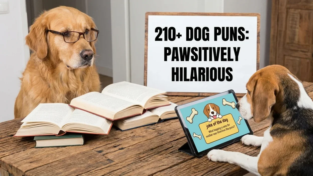 210+ funny dog puns with pawsitively hilarious wordplay, jokes, and playful laughs for dog lovers