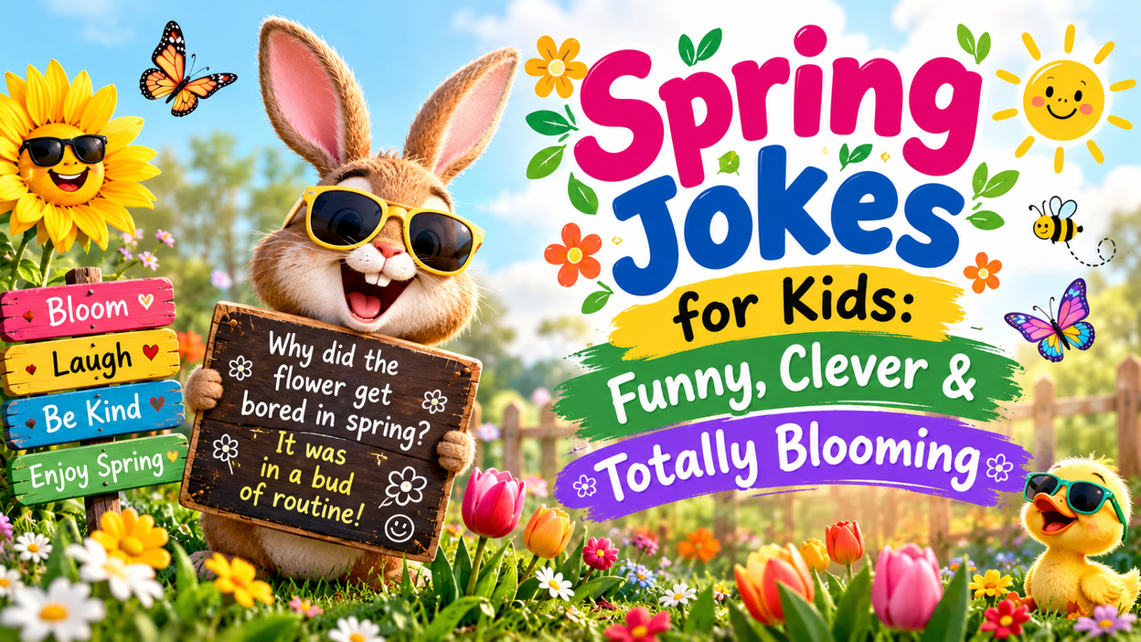 Funny spring jokes for kids with clever, clean, and blooming wordplay perfect for family-friendly laughs