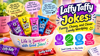 Funny Laffy Taffy jokes with chewy candy humor, clever wordplay, and sweet, laugh-out-loud punchlines